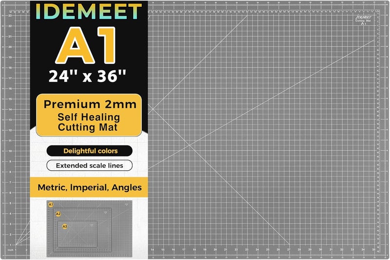 Idemeet Premium 24" x 36" Large Self Healing Sewing Mat, 5-Ply Rotary Cutting Mat for Quilting, Double-Sided Cutting Board for Crafts Cutting Fabric Leather Modeling Projects, Anthracite Gray A1 - Image 1